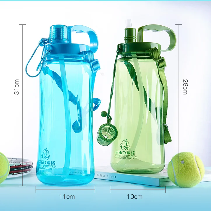 

Plastic Motivational Water Bottle with Time Marker & Straw, Half Gallon/64oz Leakproof BPA Free Water Jug