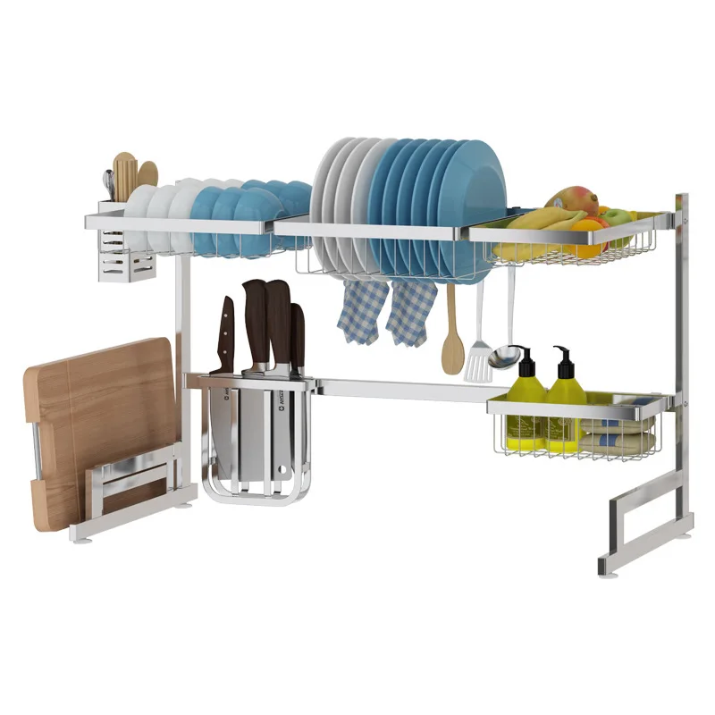

High Quality Large Capacity 304 Stainless Steel Kitchen Sink Rack, Silver