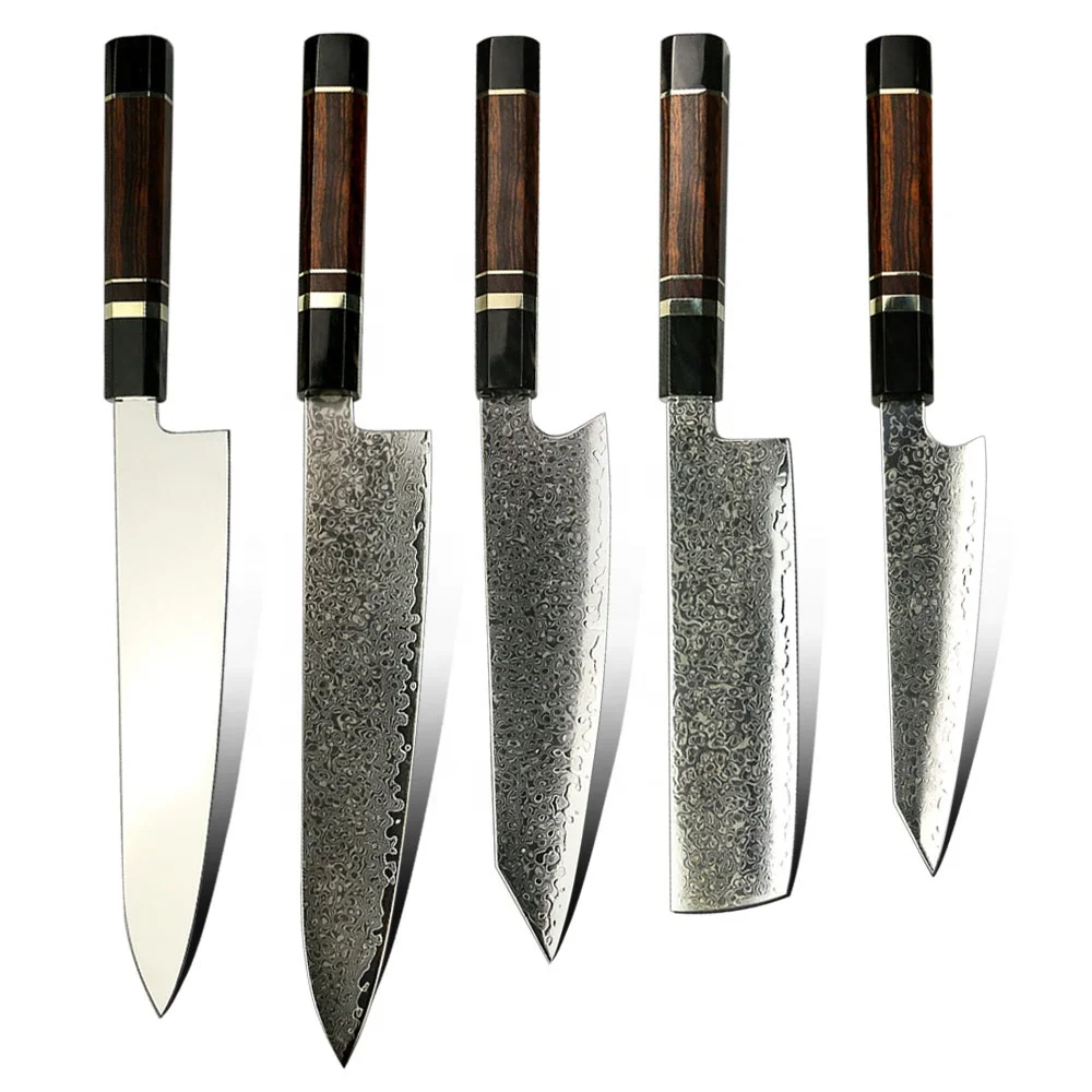 

Yangjiang Amber Desert Ironwood Handle Japanese Style Knife Set kitchen damascus steel wood kitchen knife