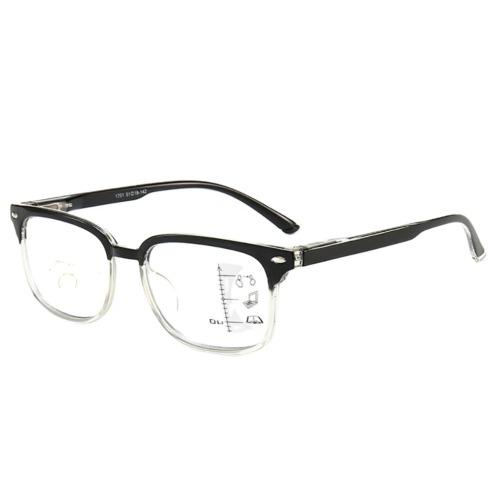 

RENNES [RTS] Trendy Colors And Accents Progressive Multifocal Rectangle Shape Reading Glasses Blue Light Blocking Glasses