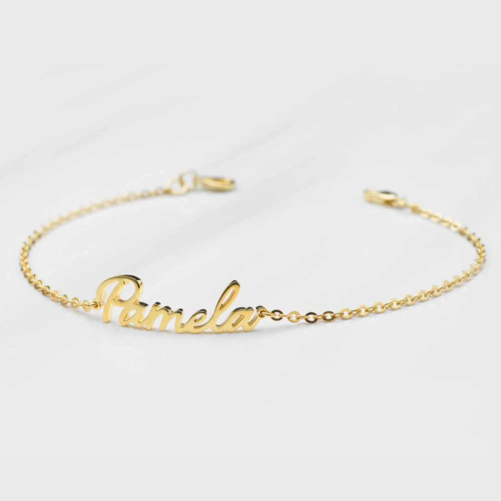 

14k 18k Stainless Steel Gold Plated Jewelry Medical Women Adjustable Friendship Personalized Custom Name Bracelet Personalised