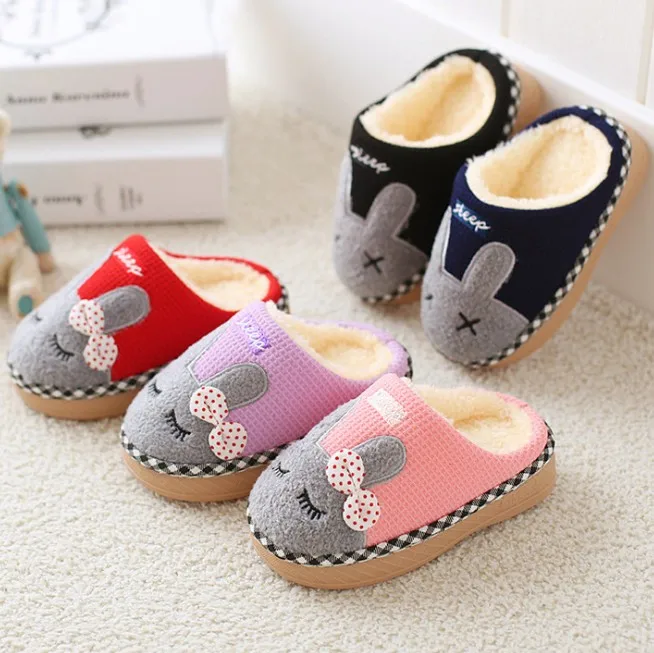 

Children's cotton slippers home warm cartoon rabbit winter non-slip thickening cute girls indoor slippers wholesale