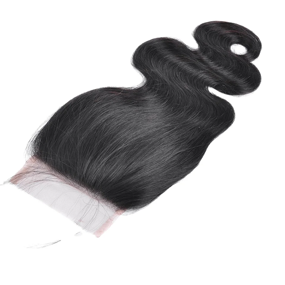 

Yvonne 100% real long human hair Body wave Lace Top Closure 4x4 Natural color Closure real human Hairline, Dark brown