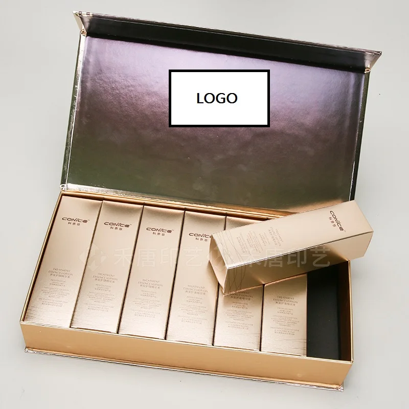 

Silver Cardboard Gift Box Customized Skin Care Products Box Customized luxury Cosmetics Box Set