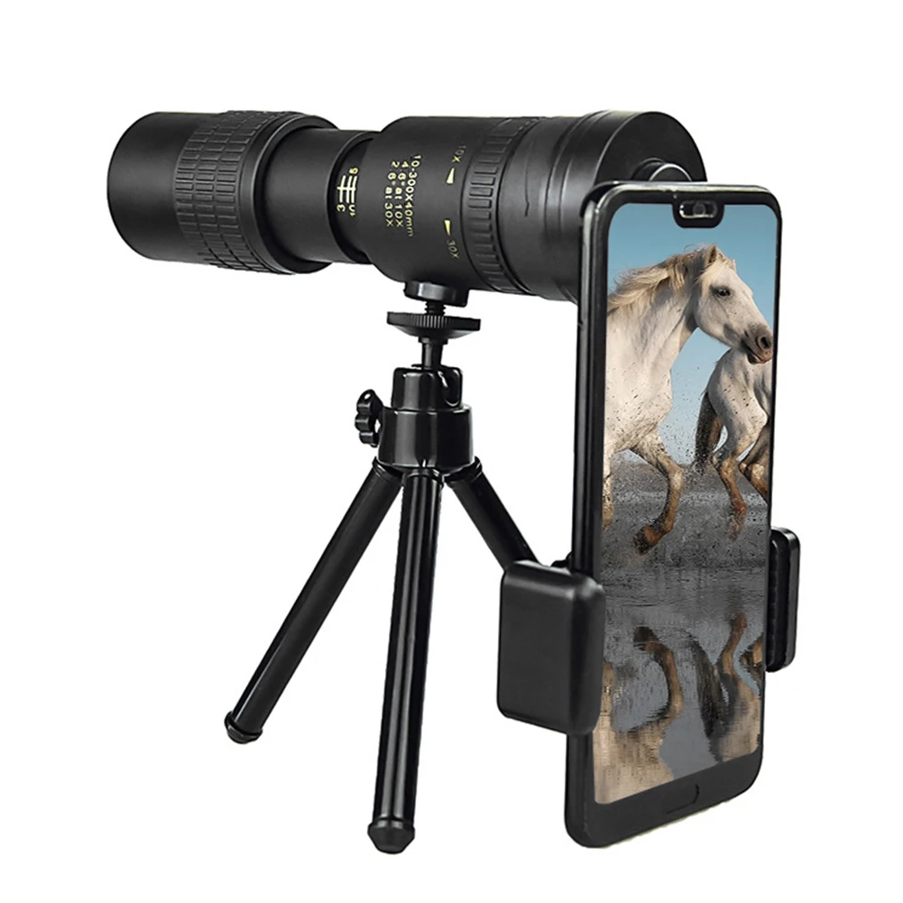 

4K 10-300X40MM Super Telephoto Zoom Monocular Telescope Waterproof for Smart Phones Bird Watching/Hunting/Camping