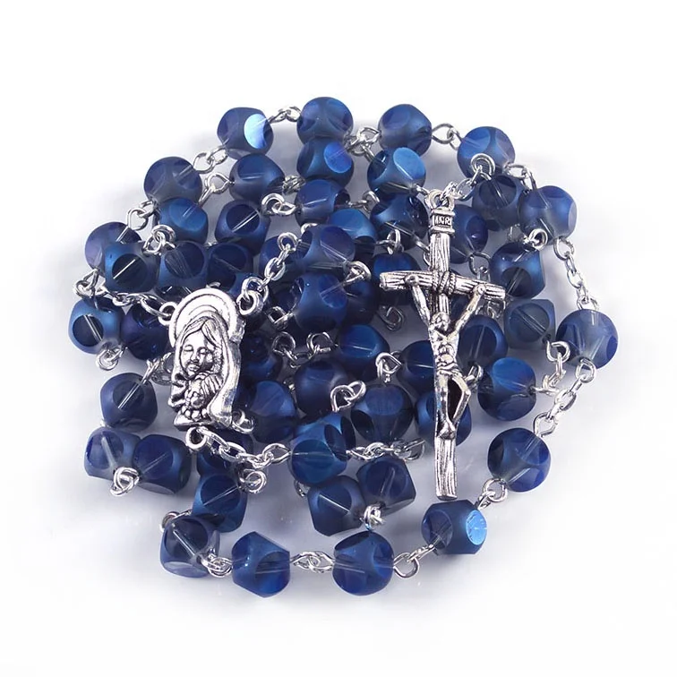 

Fashion Virgin Mary 8mm Crystal Beads Men Women Necklace Prayer Catholic Rosaries