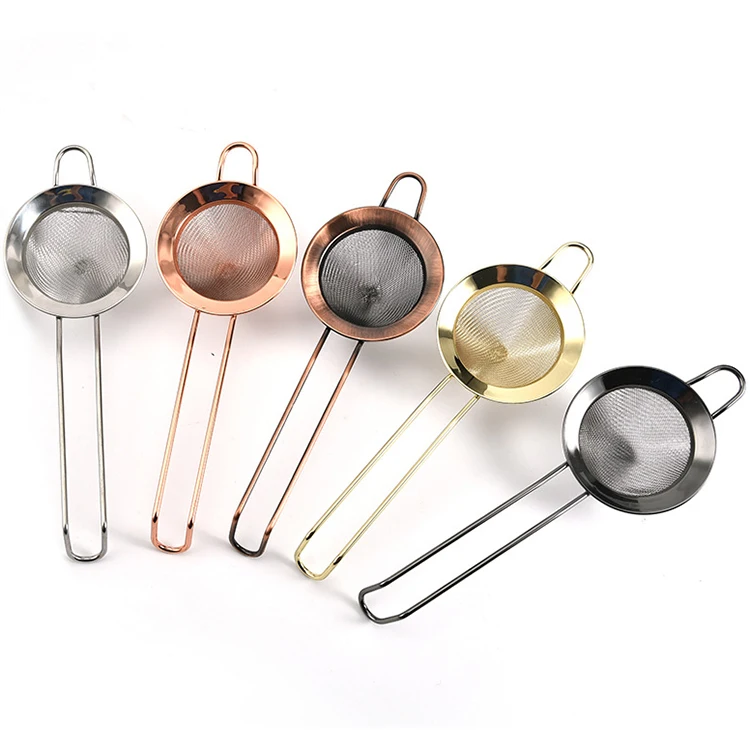 

Kitchen Bar Tools Premium Kitchen Hand Held Strainer Stainless Steel Silver Gold Juice Tea Cocktail Mesh Cocktail Strainer, Silver/gold/rose gold/black