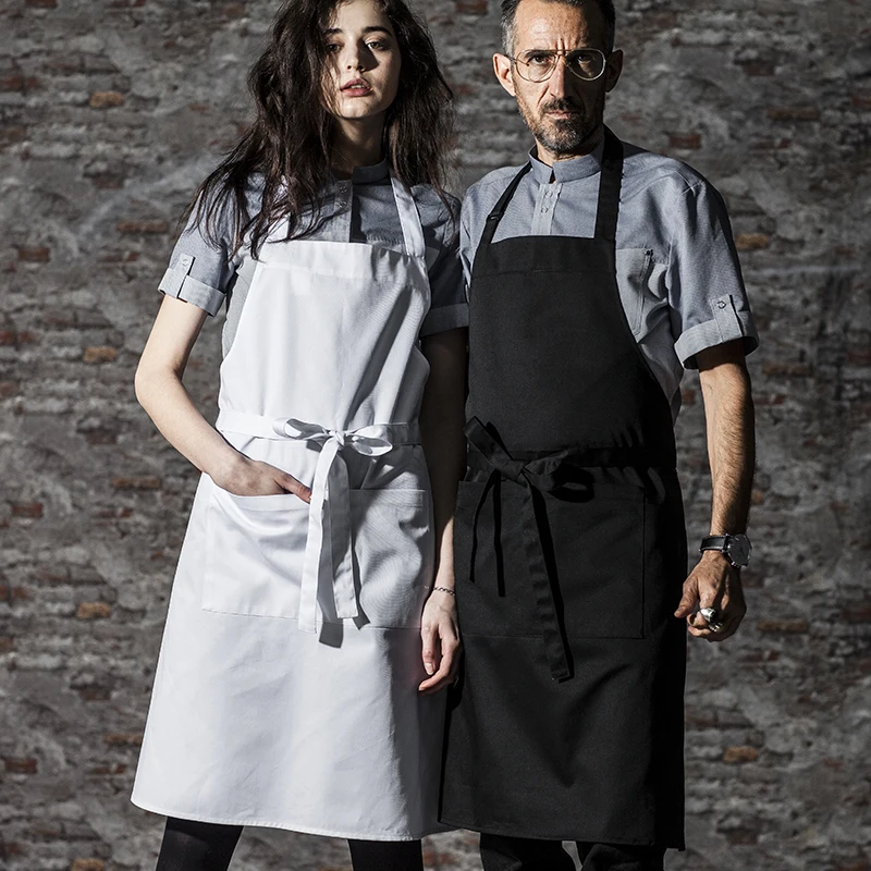 

CHECKEDOUT RTS Wholesale BIB Cotton Restaurant Waiter Baker Chef Apron, White/black