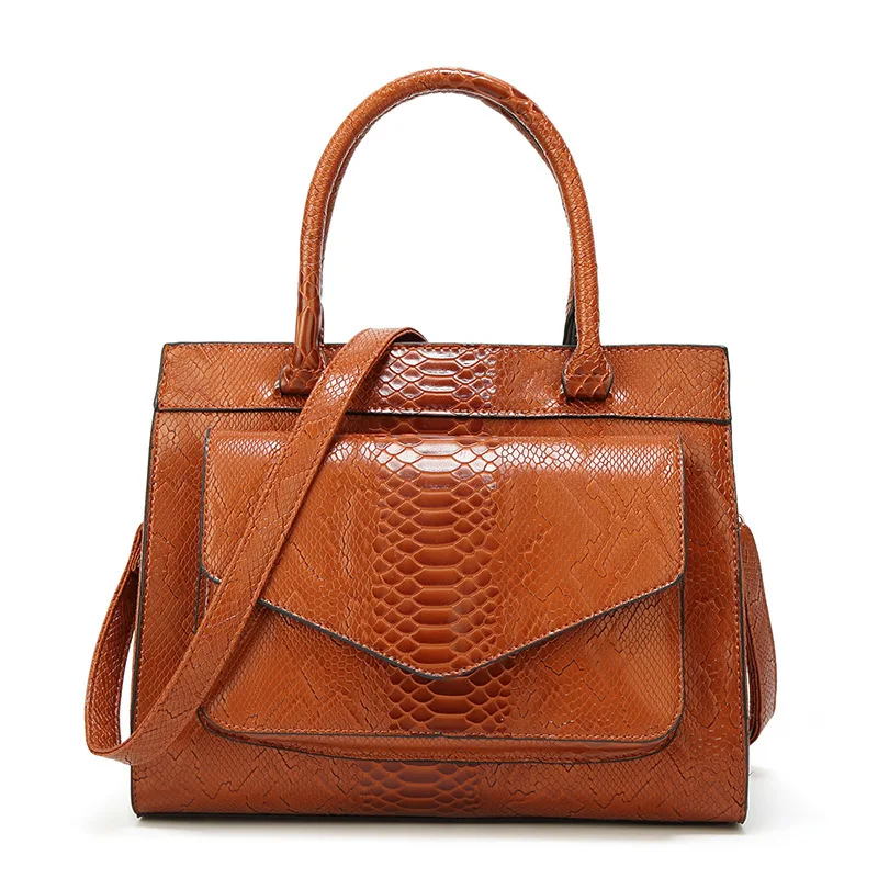 

2020 Latest Serpentine texture ladies PU leather hand bags women