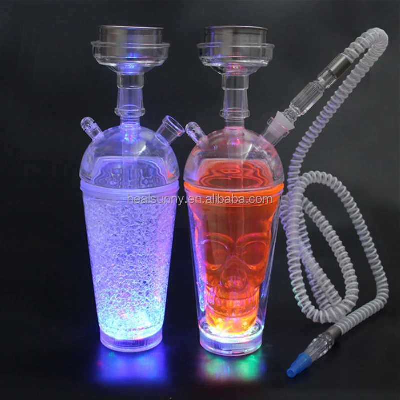 

Travel small size portable plastic acrylic smoking accessories bottle portable hookah in car shisha cups with led light, Assorted colors