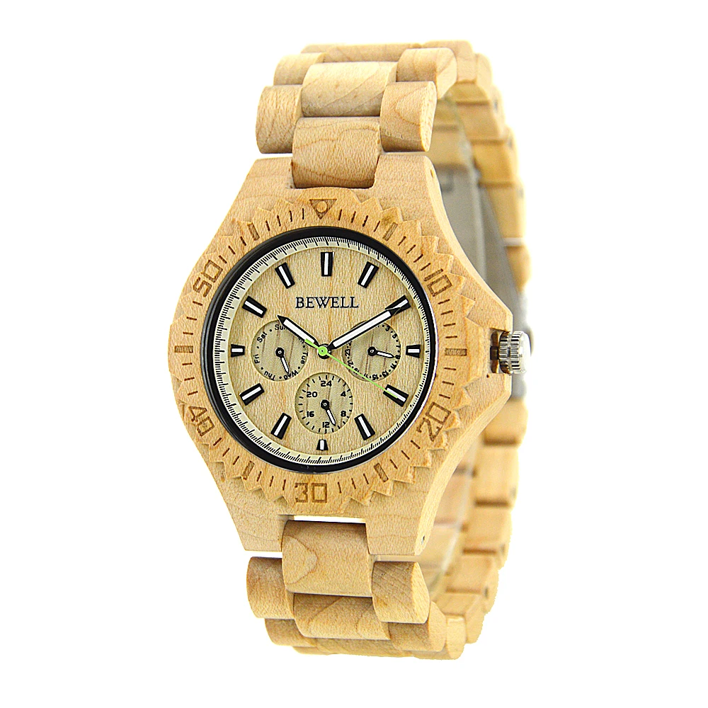 

Bewell Luxury Watch Engraved Wooden Wrist Watch for Men Custom Brand Watch, Ebony wood, zebra, red sandalwood etc