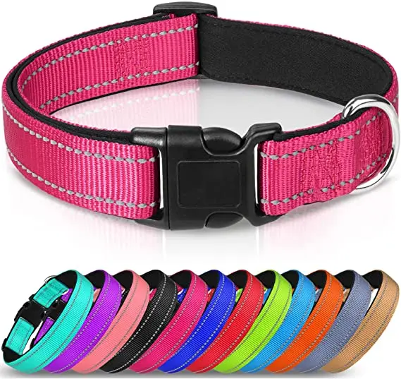 

Free sample hot sale durable nylon reflective ergonomic design adjustable dog collars luxury