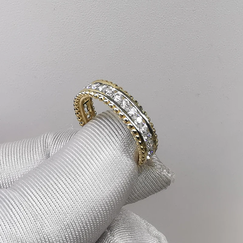 

Starsgem 14K yellow gold 3/4 entirety moissanite wedding band