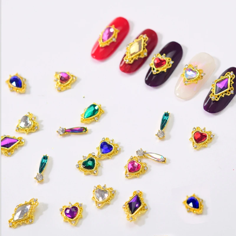 

100psc/lot nail art jewelry retro gorgeous luxury nail diamond rhinestones ab crystal glass 3D nail art alloy decoration