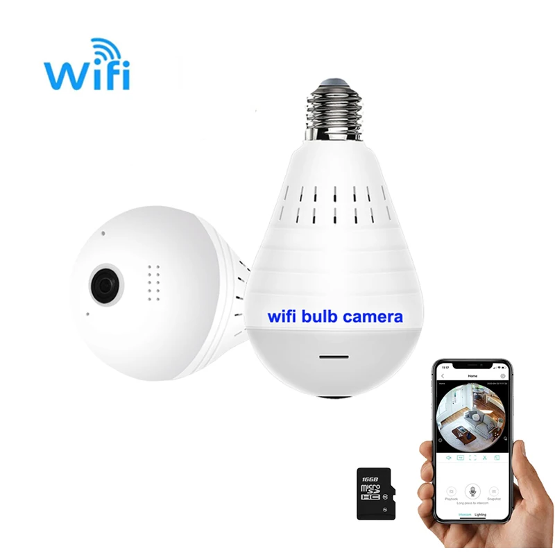 

Dropshipping HD smallest camera hidden wireless wifi camera light bulb panoramic 360 degree night vision in bedroom