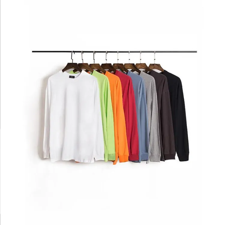 Men's clothing 2019 casual oversize white sport loose bottom custom 100%cotton long sleeve men t shirt