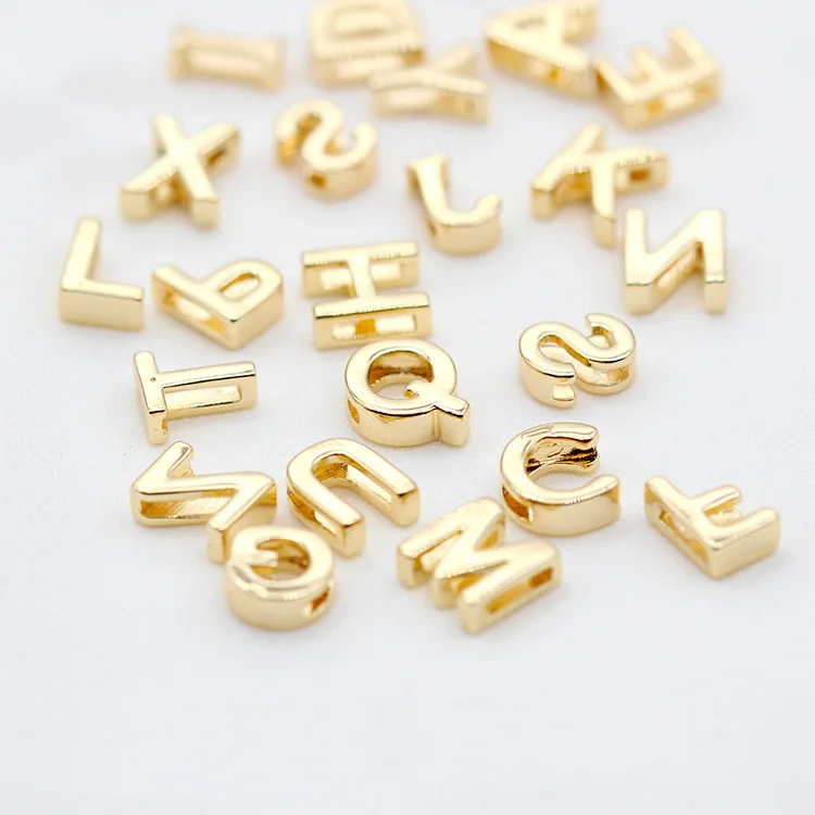 Factory Wholesale 14K Gold Plated 26 English Letter Charm for Jewelry Making