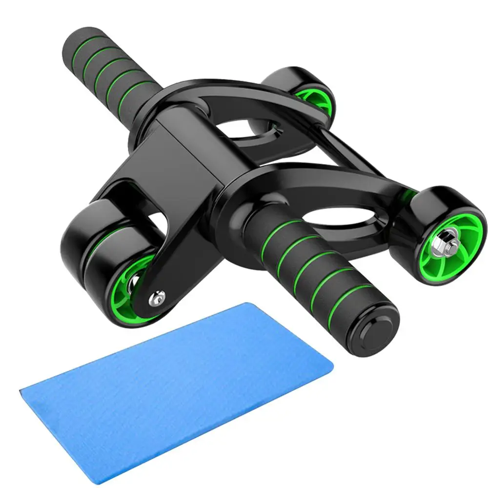 

High Quality Foldable Automatic Home Gym Fitness Equipment Abdominal Muscle Trainer Ab Wheel Roller with Mat, Black&green,customized color