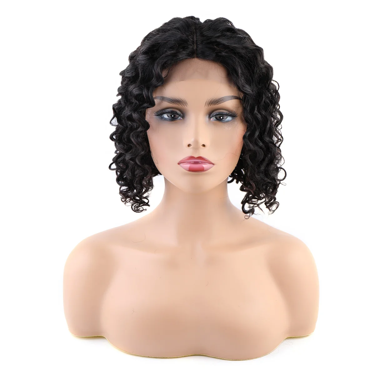 

4" X 4" Lace Closure Wig Mongolian Afro Kinky Curly Brazilian Human Hair Jerry Curl With Baby Hair