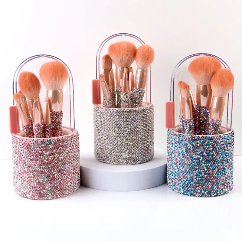 

Buy Again blinged out private label eco friendly bling glitter rhinestone diamond crystal make up brush set