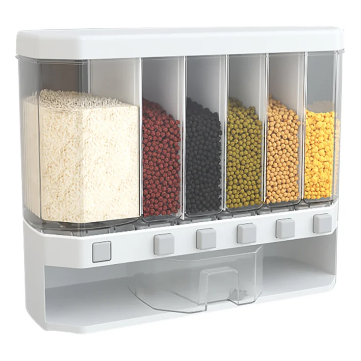 

Kitchen Wall Mounted Cereal Keeper Dry Food Storage Container Plastic Cereal Dispenser Storage Box, Transparent