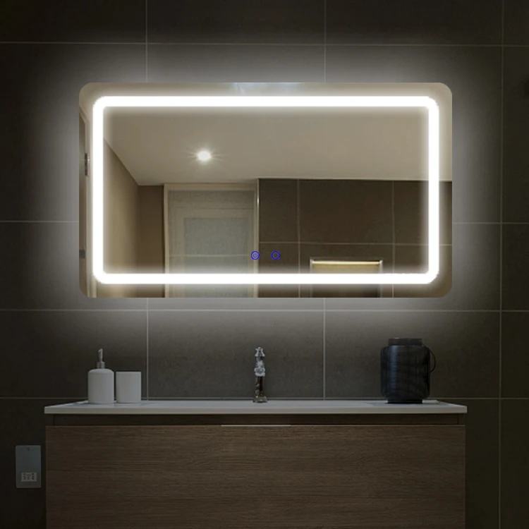 Smart Modern Room Frameless Illuminated Rectangle Hollywood Led Bath Mirror Light