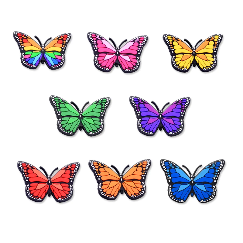 

Butterfly New Designer Cheap Custom shoes charms Soft PVC Cartoon Croc Shoe Charms for clog shoe charm for gift, As picture