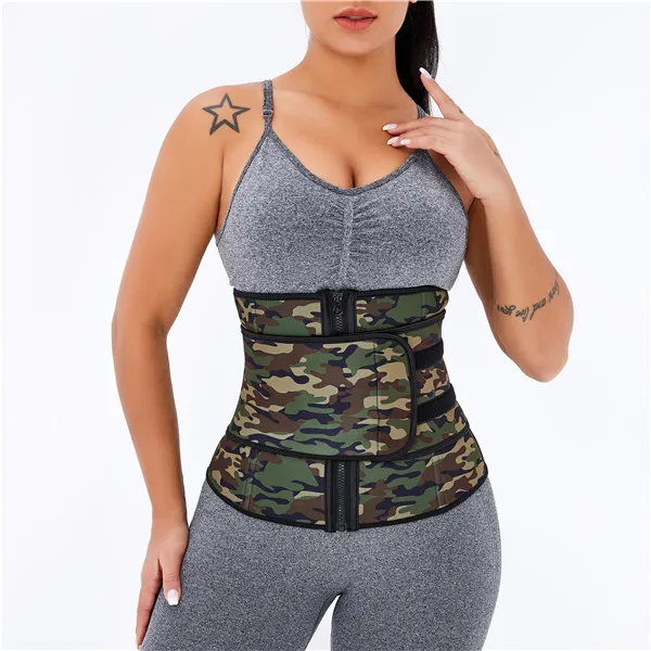 

New Camouflage Neoprene Sauna Waist Trainer Corset Sweat Belt For Women Weight Loss Compresion Workout Waist Trimmer, Green camo,pink camo,blue camo