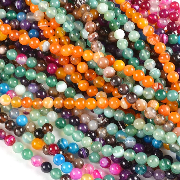 

High quality Natural Loose Gemstone Beads 6 mm Agate Natural Stone Beads for Jewelry Making, Pls refer to the color options