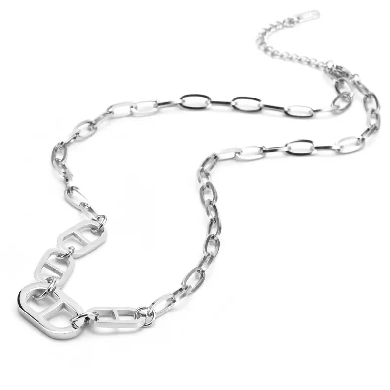 

Ins Female Fashion High Sense Silver Jewelry Necklaces Stainless Steel