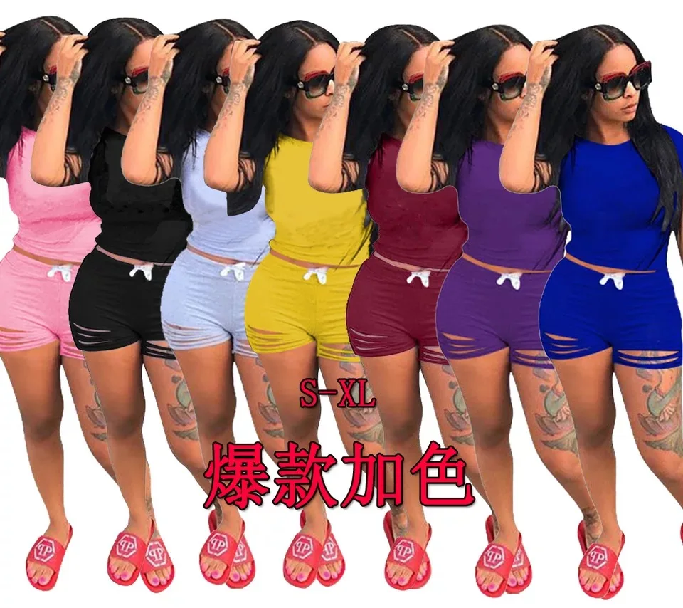 

*GC-86971008 2020 new arrivals Wholesale African custom logo Good quality in-stock women top short pants summer 2 piece set, Black, blue, yellow, pink, red