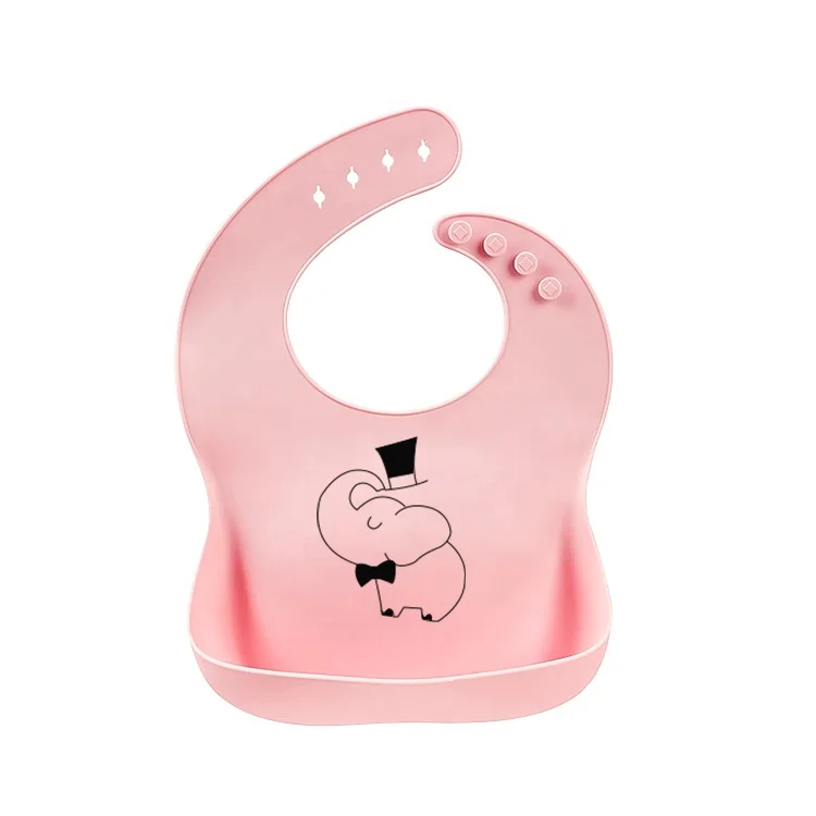 

Custom 4-level Adjustable Waterproof Toddler Feeding Eating Weaning Baby Bib Silicone