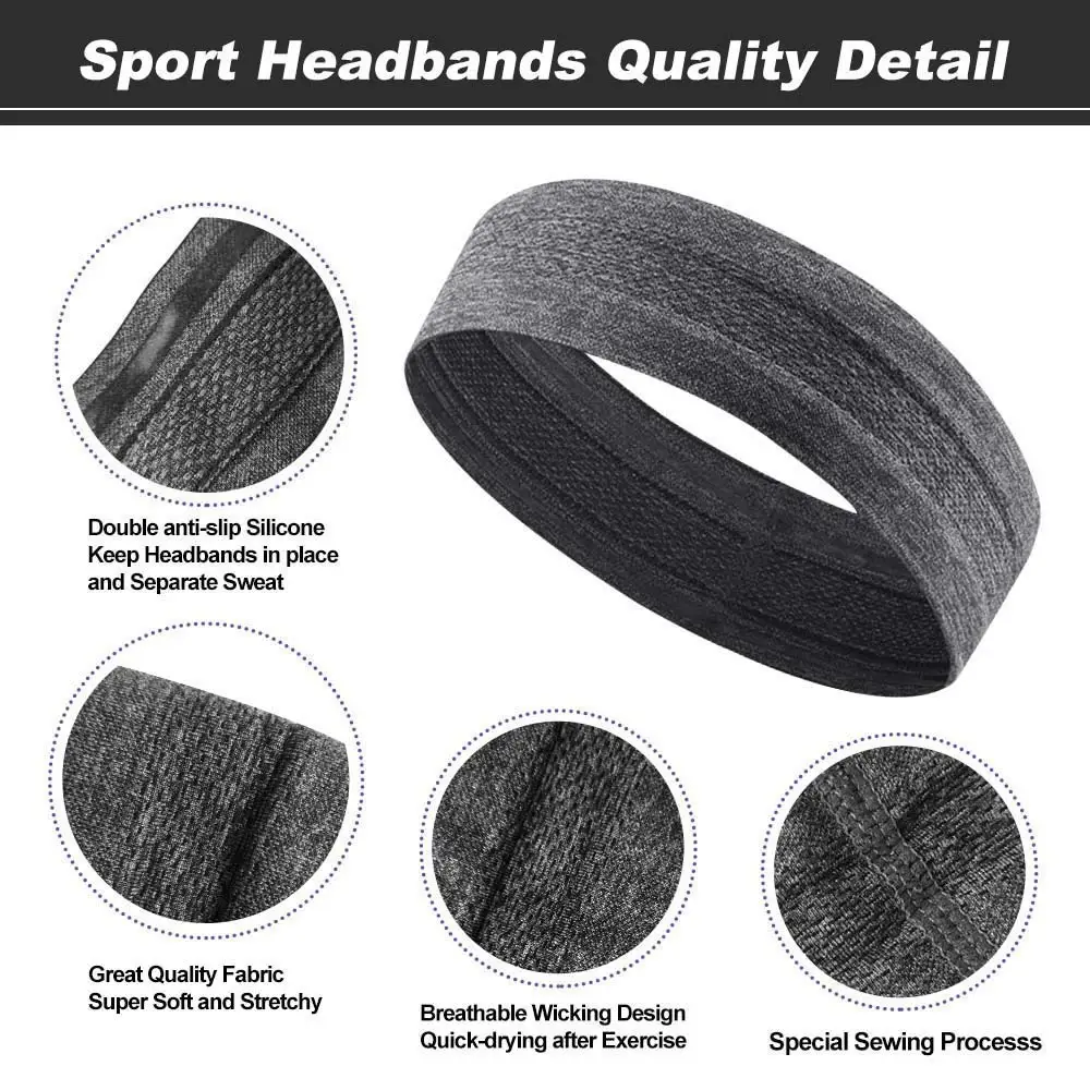 Wholesale Custom Logo unisex double-side Running Unisex Yoga Sports Sweatband Headband