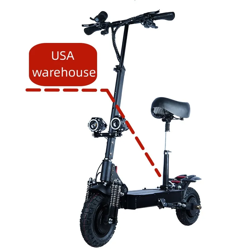

USA warehouse 10 inch 48V 60V 1200W*2 2400W Dual motor long range off road electric scooter for adults