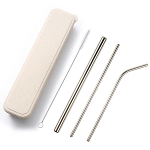 Image of Wholesale Colorful Stainless Steel Metal Drinking Straw Set With Case