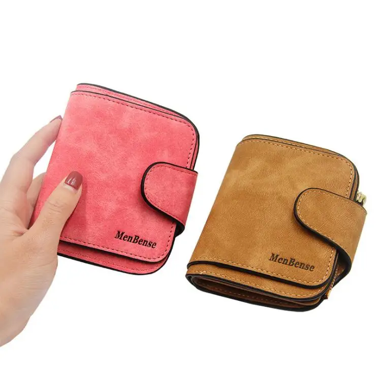 

Wholesale fashion women wallet custom vegan leather wallets coin purse short card holder purse woman, 8 color