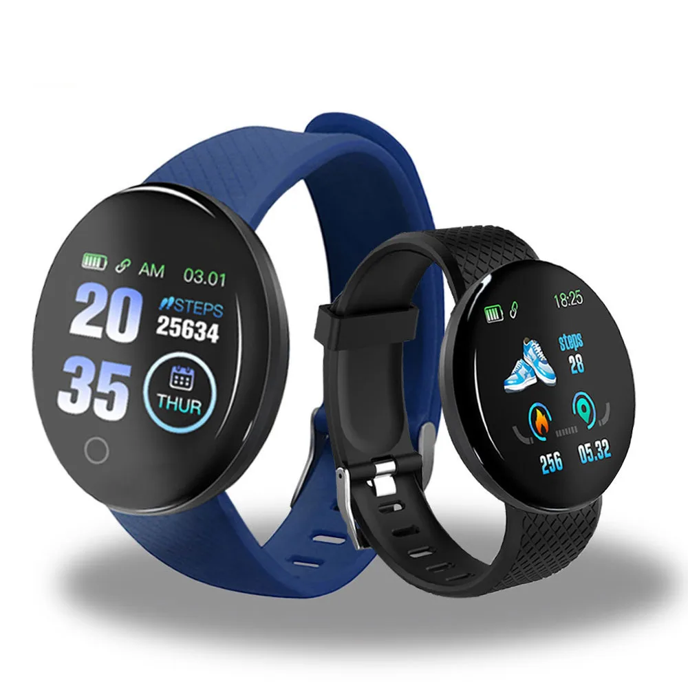 

New Round D18 Smart Watch Sport Tracker For Men women Waterproof Blood Pressure Reminder Fitness Monitor