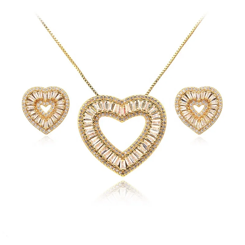 

Foxi jewelry factory price cz jewellery lacie heart shape gold plated jewelry sets