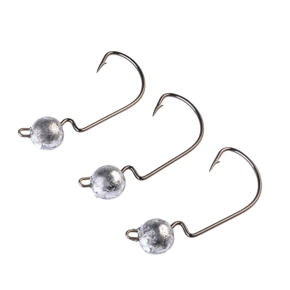 

FISH KING 8/5pcs/pack Exposed Lead Jig Head Rig Wide Crank Offset Fishing Carbon Steel Jigging Hooks