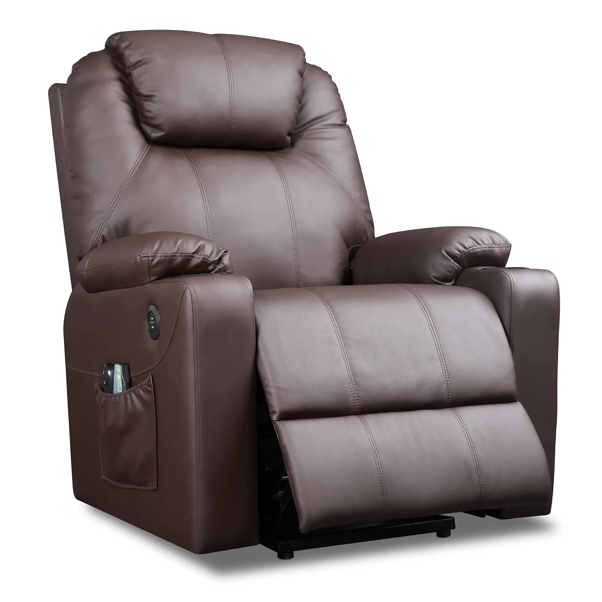 

Modern Faux Leather Rotate Rocking Reclining Sofa Chairs with 8 Vibrate Massage function in Living Room, Grey