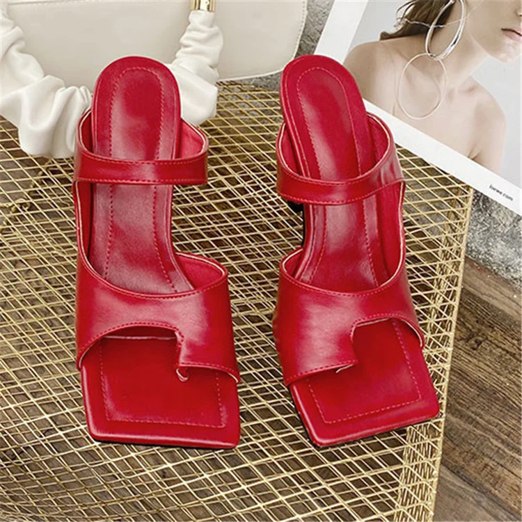 

2022 New Design Women Slipper Elegant Square Toe High Heels Sandal Shoes High Quality Outdoor Slip On Dress Shoes