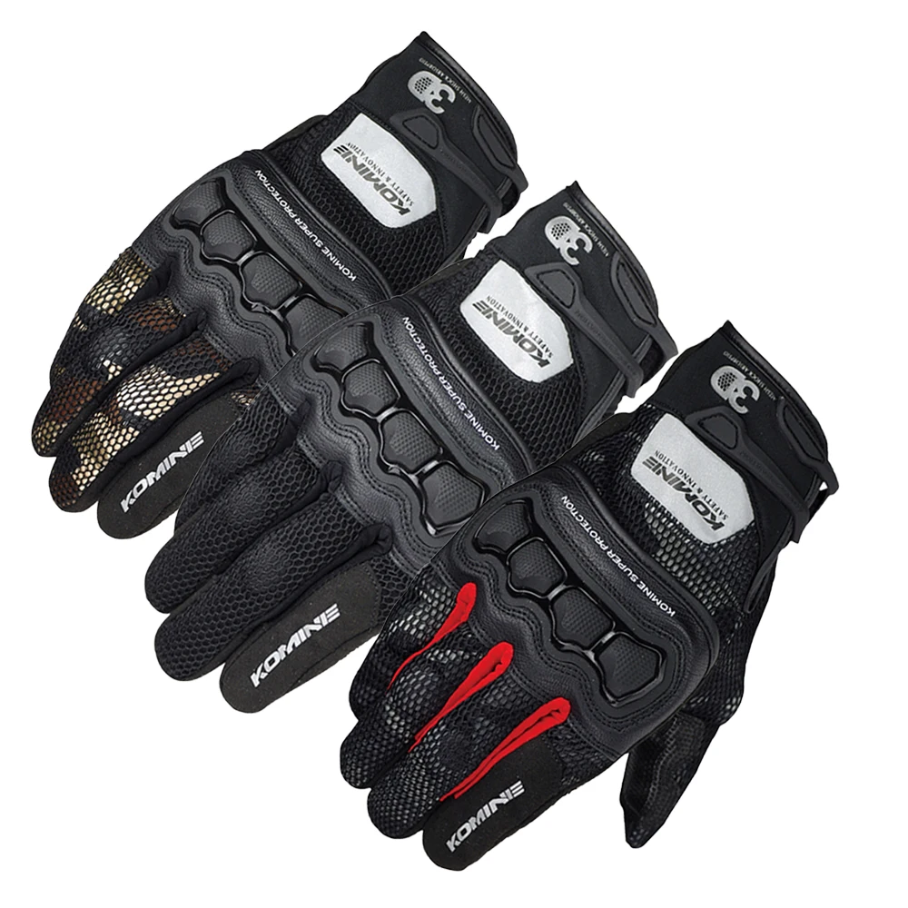 

KOMINE Men Motorcycle Gloves Touch screen Bike Gloves Touch Screen MX downhill Motocross Leather Stripe Motorbike Racing Gloves