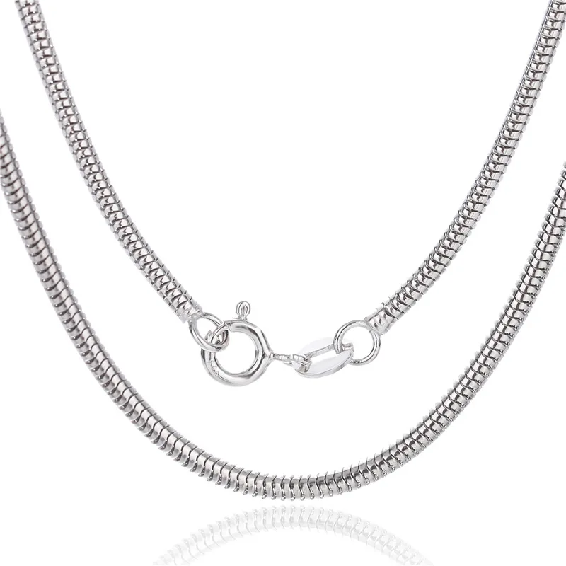 

1.2mm 1.6mm 2mm Round Vintage Snake Chain Unisex 925 Sterling Silver Jewelry Fashion Necklaces