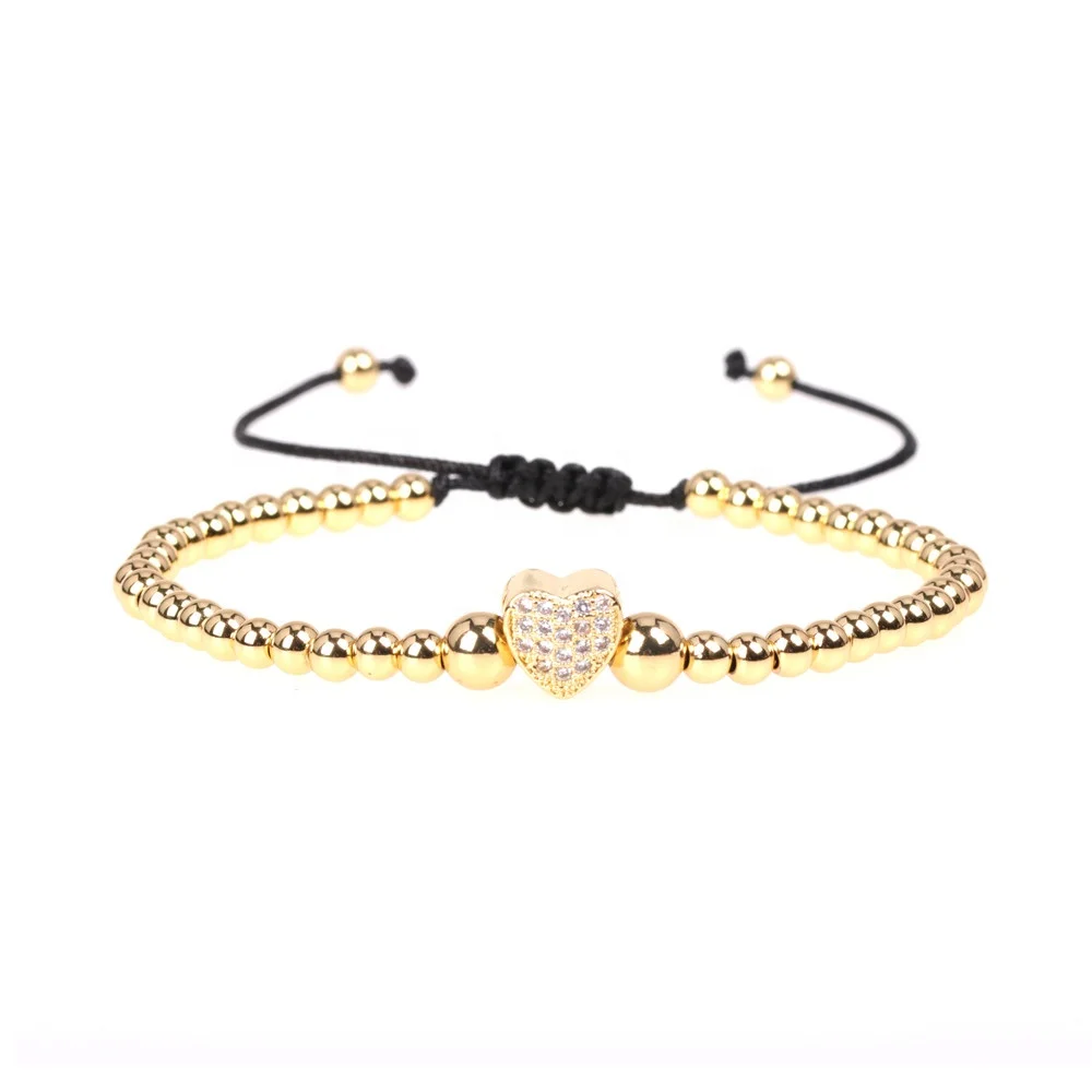 

Wholesale heart shape charm high quality copper bead bracelet women