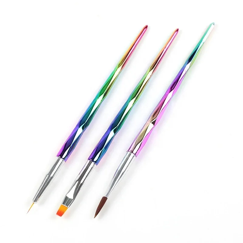 

New Beauty Nail Tool Colorful Handle Nylon 3pcs Acrylic Liner Gel Nail Paint Drawing Pen Tool Nail Brushes