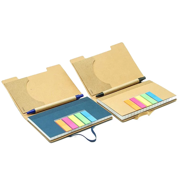 
Customized logo printed kraft paper sticky notes notebooks with pen 