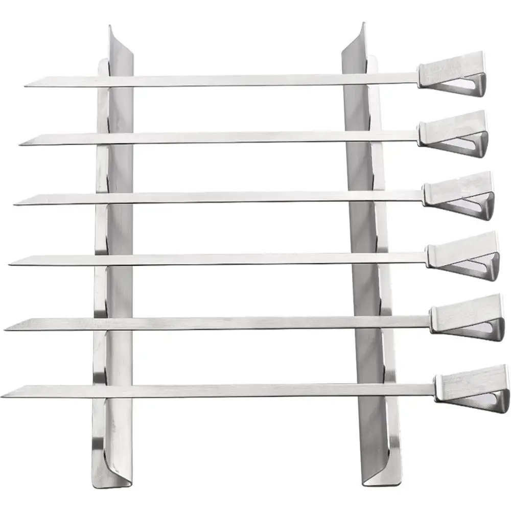 

Stainless Steel Rack for Holding Shish Kabob Skewers, Universal BBQ Skewers Holder for Preventing Sticking and Easy Turning