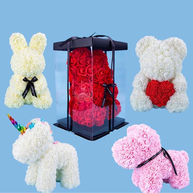 

Colorful pink valentine bear teddy, Pink/ blue/ gray..