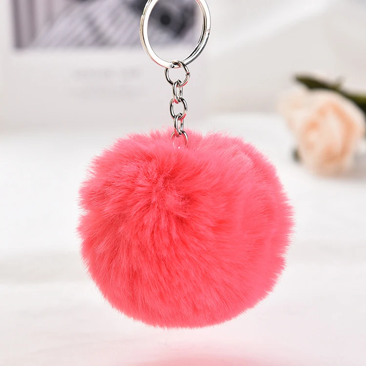 Wholesale Fox Fur Ball Keyring Pom Pom Keychain For bags pendant