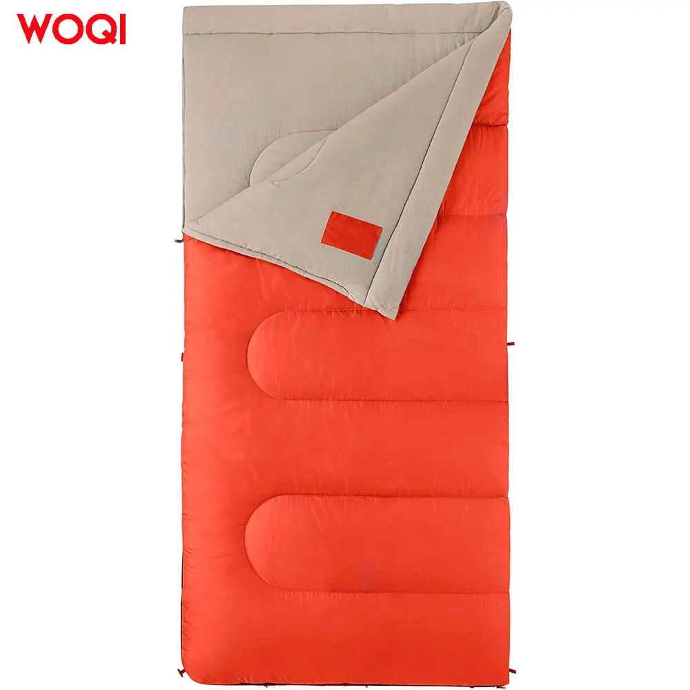 WOQI Cool Weather Adult Sleeping Bag with Hook Free Zipper and Storage Bag Machine Washable